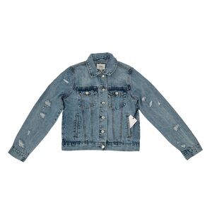 NWT Forever 21 Women's Casual Distressed Button Up Jean Jacket Size Small
